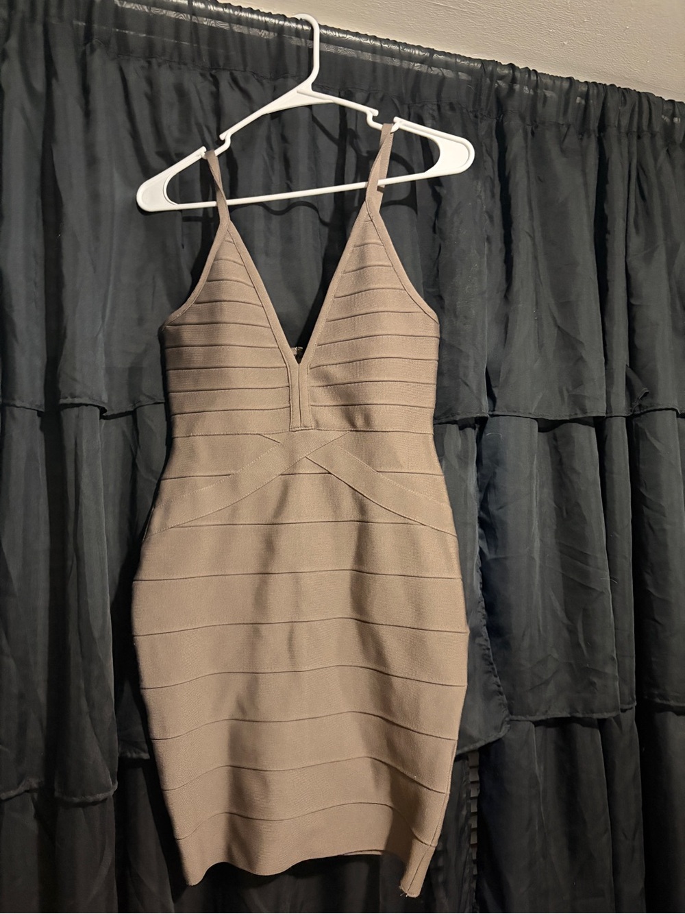 Sleeveless V-Neck Taupe bandage Dress